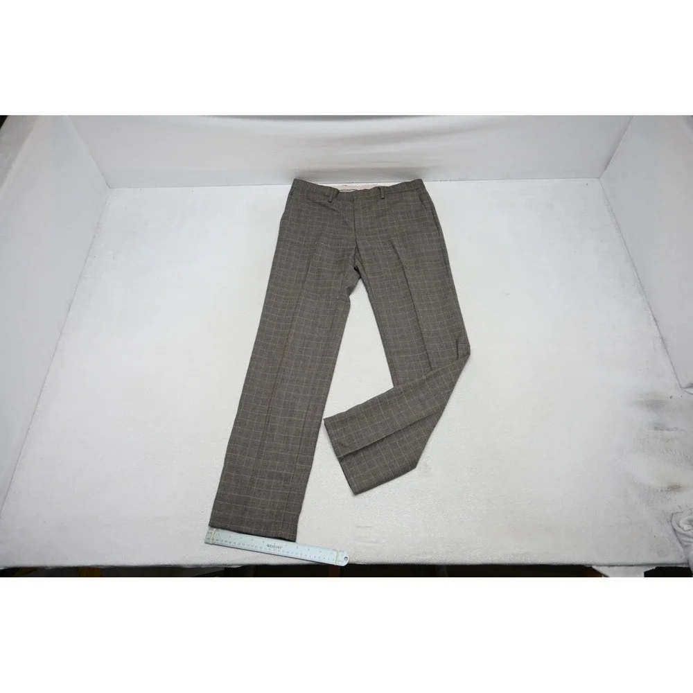 Banana Republic Dress Pants Mens 32x34 Grey Plaid Tailored Slim Fit Wool EUC